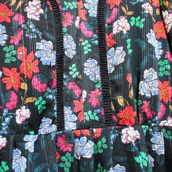 Nanette Lepore Floral-Print V-Neck Chiffon Dress size 2 Romantic Party EUC Flowy - Picture 7 of 12